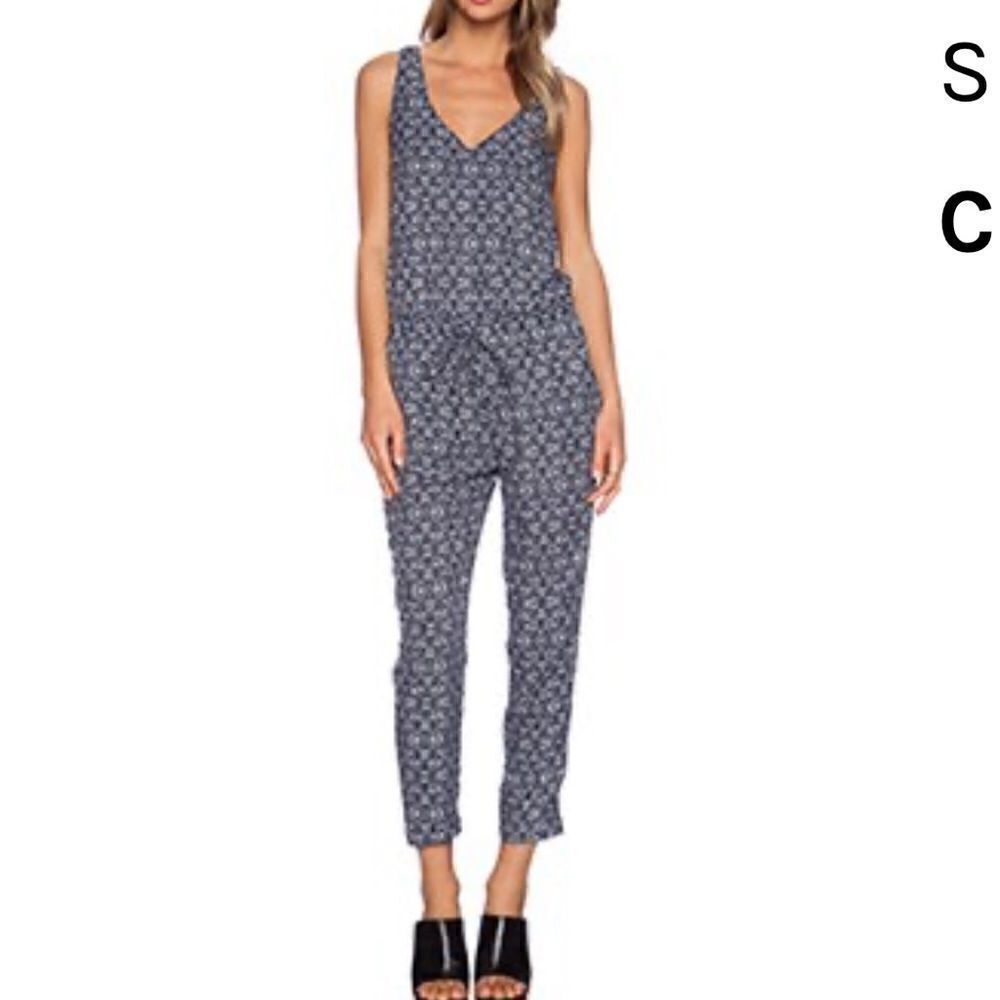 Splendid Jumpsuit Womens Black‎ White Floral Geometric XS